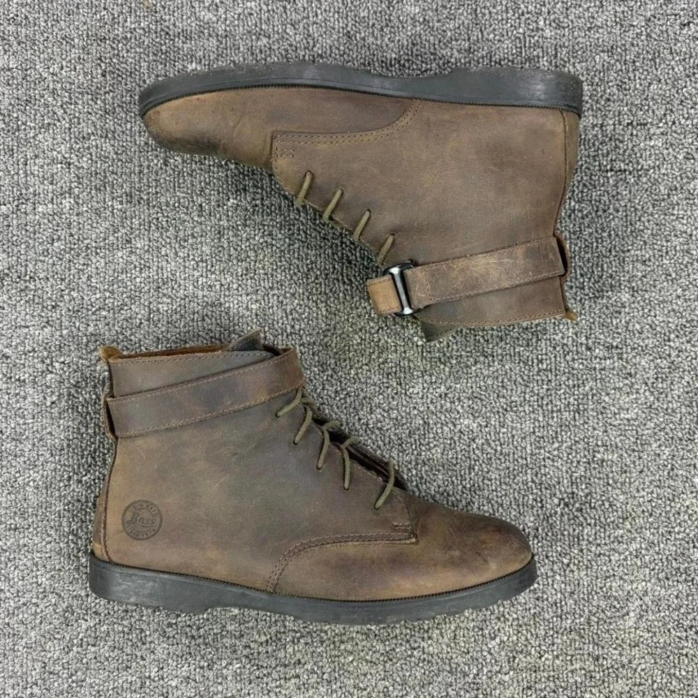 Women's G.H. Bass Brown Leather Harness Buckle Booties Ankle Boots Size‎ 4.5 M